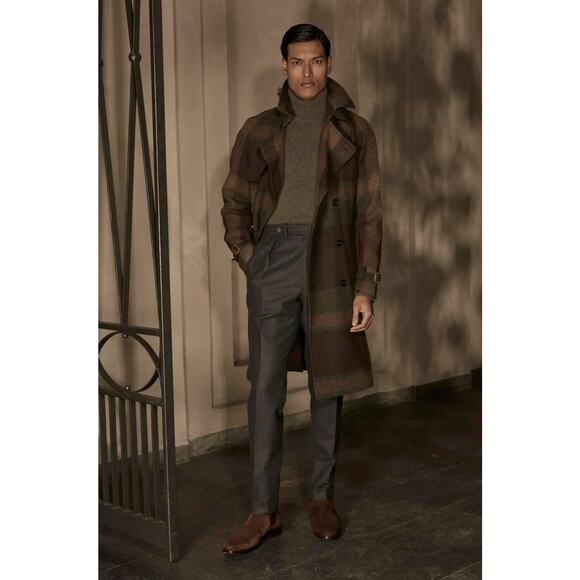 Ralph Lauren Purple Label Wool Belted Trench Coat Plaid Tartan Belt Men’s 40R - Picture 3 of 12